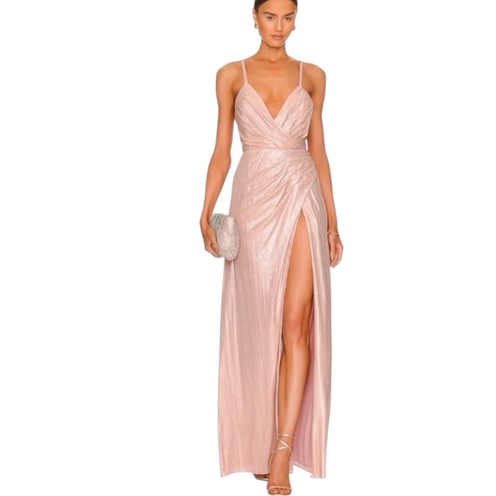 Retrofête • Yesi Dusty Pink Shimmer Maxi Gown